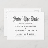 Carte Postale Faire-part Gothique Enregistrer Le Mariage Date (Devant / Derrière)