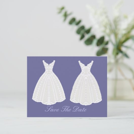 Carte Postale Faire-part Gown Enregistrer La Cérémonie D'Engagement Date (Debout devant)