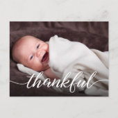 Carte Postale Faire-part Grâces Script Custom Photo Baby Merci naissance (Devant)