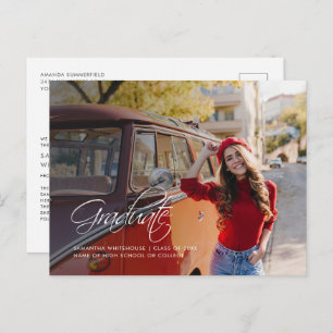 Carte Postale Faire-part Grad Photo Script Moderne Graduation 2025