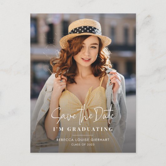 Carte Postale Faire-part Graduation 2025 Enregistrer la date Grad Photo (Devant)