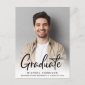 Carte Postale Faire-part Graduation de la photo de script moderne (Devant)
