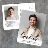 Carte Postale Faire-part Graduation de la photo de script moderne