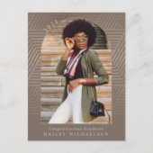 Carte Postale Faire-part Graduation d'impression géométrique chic muté (Devant)