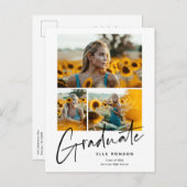 Carte Postale Faire-part Graduation du collage photo de script moderne (Devant / Derrière)