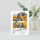 Carte Postale Faire-part Graduation du collage photo de script moderne (Debout devant)
