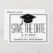Carte Postale Faire-part Graduation Enregistrer la date Casquette blanc Gra (Devant / Derrière)