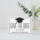 Carte Postale Faire-part Graduation Enregistrer la date Casquette blanc Gra (Debout devant)