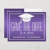 Carte Postale Faire-part Graduation Enregistrer la date Chic Purple Casquet (Devant / Derrière)