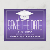 Carte Postale Faire-part Graduation Enregistrer la date Chic Purple Casquet (Devant)