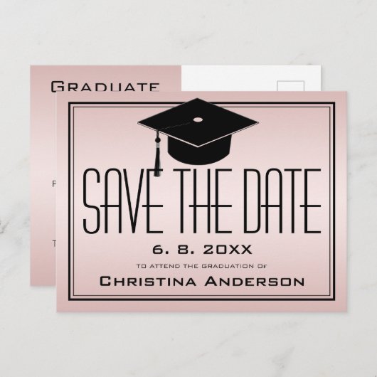 Carte Postale Faire-part Graduation Enregistrer la date Grad Casquette Blus (Devant / Derrière)