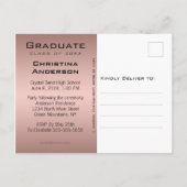 Carte Postale Faire-part Graduation Enregistrer la date Grad Casquette Rose (Dos)