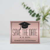 Carte Postale Faire-part Graduation Enregistrer la date Grad Casquette Rose (Debout devant)