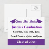 Carte Postale Faire-part Graduation Enregistrer La Date Purple (Devant / Derrière)