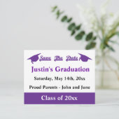 Carte Postale Faire-part Graduation Enregistrer La Date Purple (Debout devant)