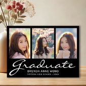 Carte Postale Faire-part Graduation moderne 3 Photo Collage blanc Script