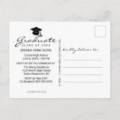 Carte Postale Faire-part Graduation moderne 3 Photo Collage blanc Script (Dos)