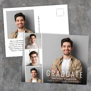 Carte Postale Faire-part Graduation moderne de la bande photo