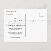 Carte Postale Faire-part Graduation photo de script moderne Enregistrer la  (Dos)