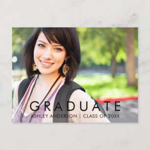 Carte Postale Faire-part Graduation photo minimaliste moderne