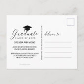 Carte Postale Faire-part Graduation Photo moderne noir Script 2023 (Dos)