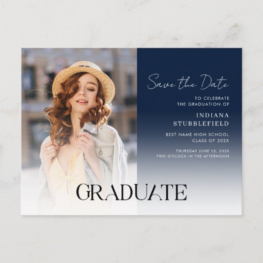 Carte Postale Faire-part Graduation Photo Script Grad 2025 Enregistrer la d (Devant)