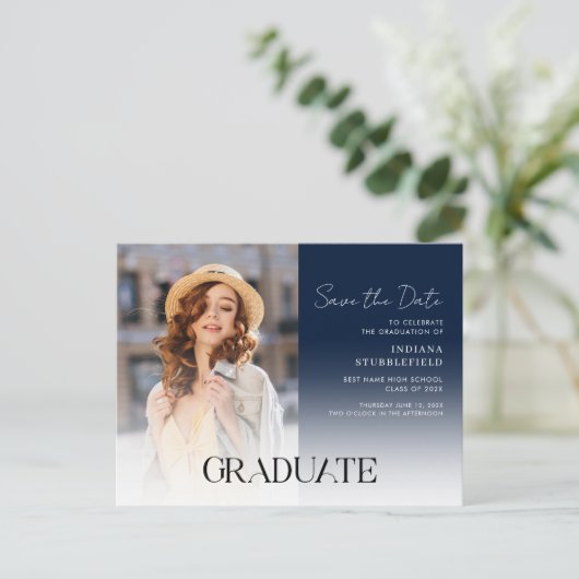 Carte Postale Faire-part Graduation Photo Script Grad 2025 Enregistrer la d (Debout devant)