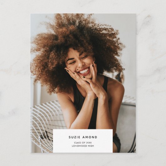 Carte Postale Faire-part Graduation photo simple et moderne minimale (Devant)