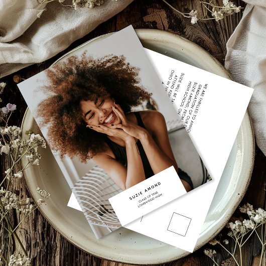 Carte Postale Faire-part Graduation photo simple et moderne minimale