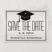 Carte Postale Faire-part Graduation Sauvegarder la date Casquette Grad Silv (Devant)