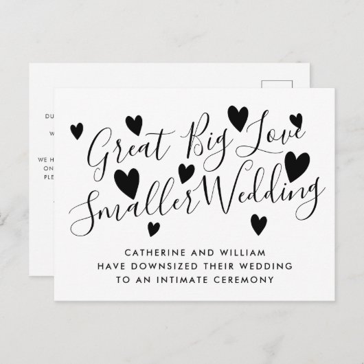 Carte Postale Faire-part Grand Amour Petit Micro Mariage Télédimensionné (Devant / Derrière)