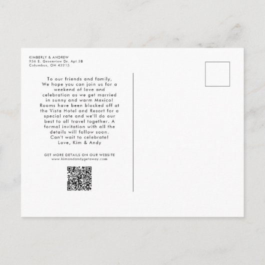 Carte Postale Faire-part Grand jour escapade destination mariage enregistre (Dos)