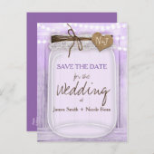 Carte Postale Faire-part Grand pot Mason Lavande Violet Enregistrer la date (Devant / Derrière)