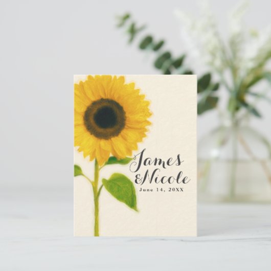 Carte Postale Faire-part Grand Soleil Peint Rustique Campagne Enregistrer l (Debout devant)