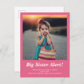 Carte Postale Faire-part  Grande sœur photo annonce de grossesse rose (Devant / Derrière)