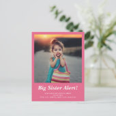 Carte Postale Faire-part  Grande sœur photo annonce de grossesse rose (Debout devant)