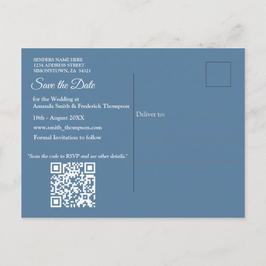 Carte Postale Faire-part Grands arbres, feuilles d'automne et merles bleus. (Dos)