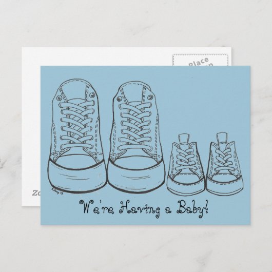 Carte Postale Faire-part Grands Petits Baskets Annonce de Naissance d'un No (Devant / Derrière)