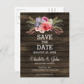 Carte Postale Faire-part grange bois fleuri rustique pays enregistrer la da (Devant / Derrière)