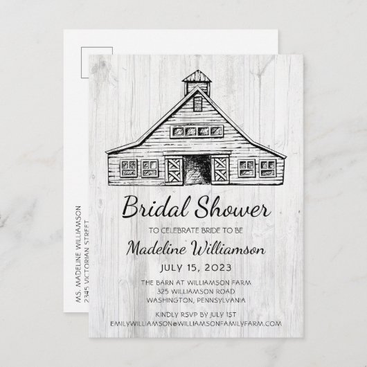 Carte Postale Faire-part Grange Campagnarde Rustique Bois Simple  Faire-Par (Devant / Derrière)