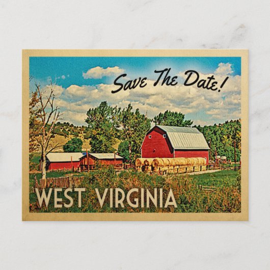 Carte Postale Faire-part Grange de la ferme West Virginia Save The Date Rus (Devant)