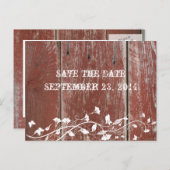 Carte Postale Faire-part Grange en Bois Rouge Ancien Enregistrer la Date (Devant / Derrière)