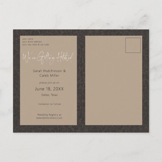 Carte Postale Faire-part Grange et bottes Mariage rustique Cowboy Enregistr (Dos)