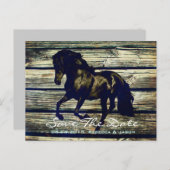 Carte Postale Faire-part grange grise rustique bois cheval occidental thème (Devant / Derrière)