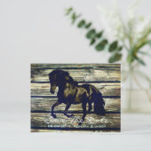 Carte Postale Faire-part grange grise rustique bois cheval occidental thème (Debout devant)