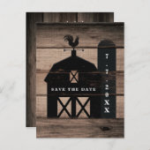 Carte Postale Faire-part Grange Noire Bois Brown Mariage rustique Enregistr (Devant / Derrière)