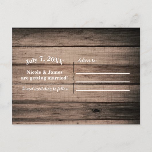 Carte Postale Faire-part Grange Noire Bois Brown Mariage rustique Enregistr (Dos)