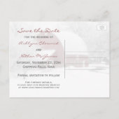 Carte Postale Faire-part Grange rouge en mariage hivernal Enregistrer la da (Dos)