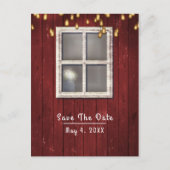 Carte Postale Faire-part Grange Rouge Fenêtre & Lumières Rustique Économise (Devant)