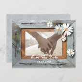 Carte Postale Faire-part grange rustique mariage campagnard marguerite enre (Devant / Derrière)